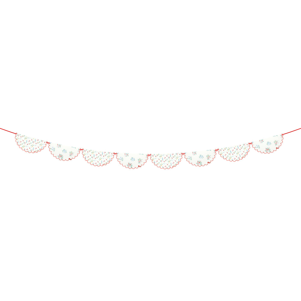 White Ditsy Posy Paper Garland
