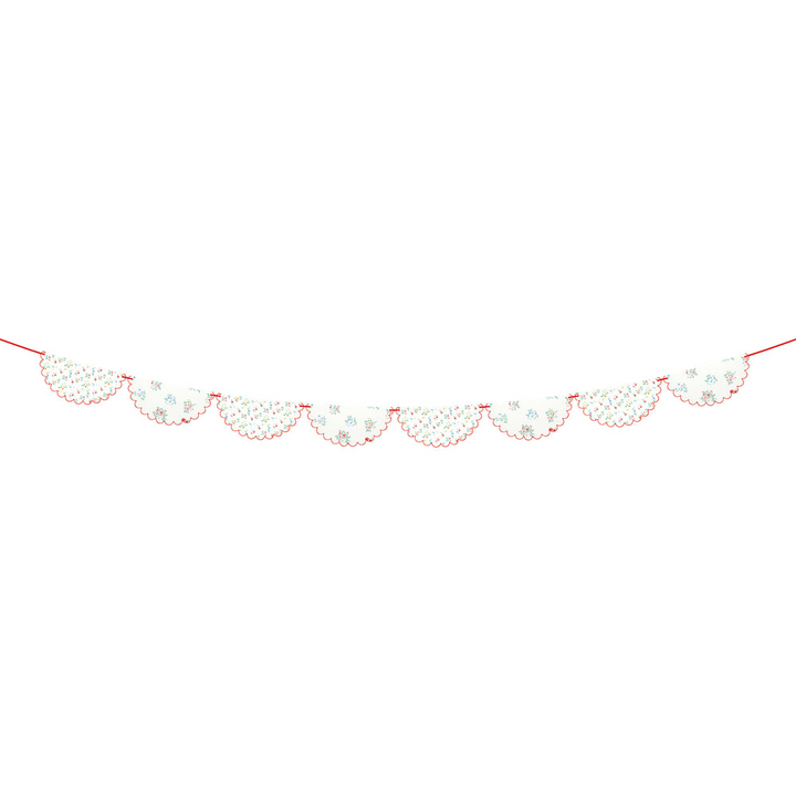 White Ditsy Posy Paper Garland