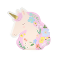 Pink unicorn shaped floral plate for birthday from Parte Haus party supply store in Bethesda Maryland