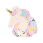 Pink unicorn shaped floral plate for birthday from Parte Haus party supply store in Bethesda Maryland