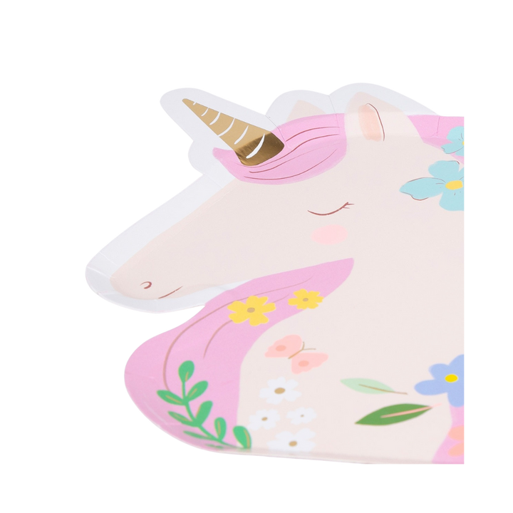 Pink and Purple Meadow Unicorn Shaped Plates