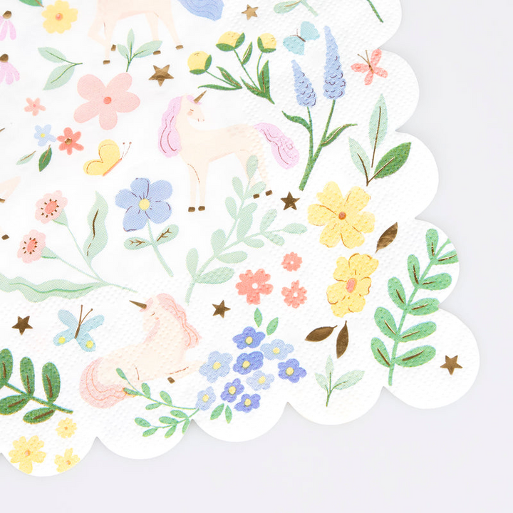 Floral Unicorns Dinner Napkins