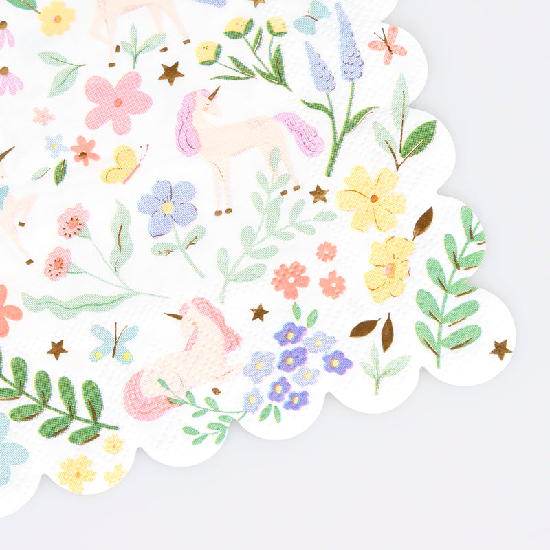 Floral Unicorns Cocktail Napkins