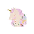 Pastel unicorn napkin with floral design for birthday from Parte Haus party supply store in Bethesda MD