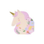 Pastel unicorn napkin with floral design for birthday from Parte Haus party supply store in Bethesda MD