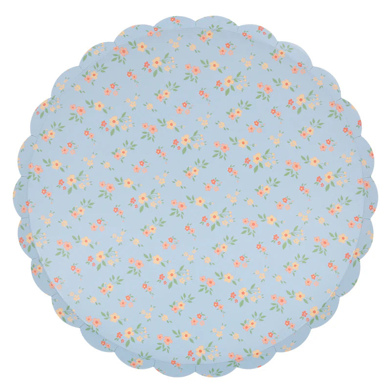 Assorted Colors Ditsy Vintage Scallop Dinner Plates