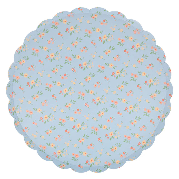 Assorted Colors Ditsy Vintage Scallop Dinner Plates