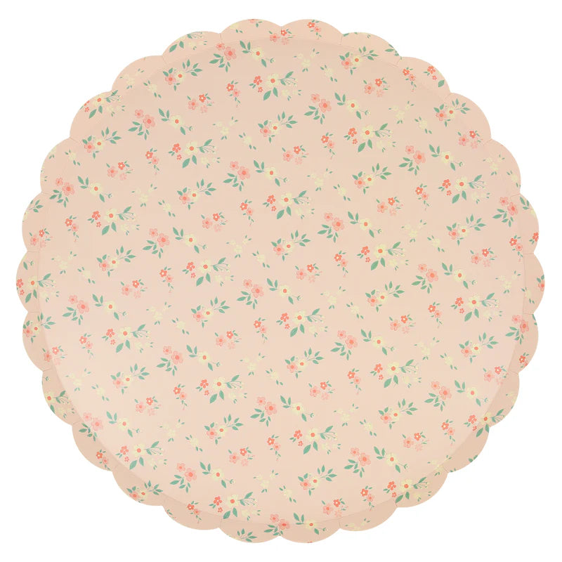 Assorted Colors Ditsy Vintage Scallop Dinner Plates