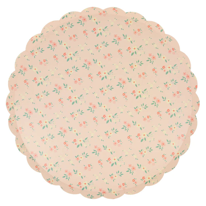 Assorted Colors Ditsy Vintage Scallop Dinner Plates