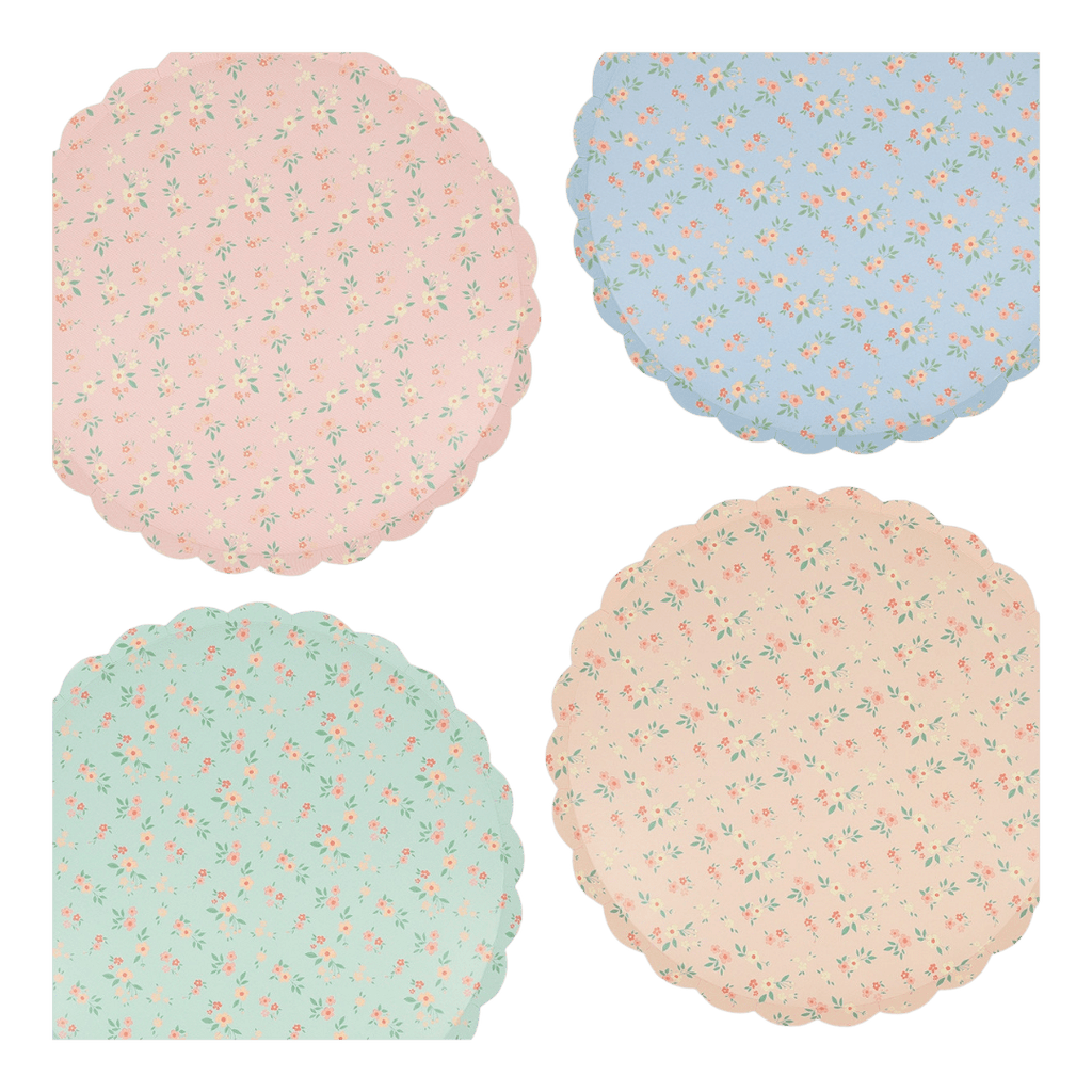 Ditsy Vintage Scallop Plates - 2 Sizes