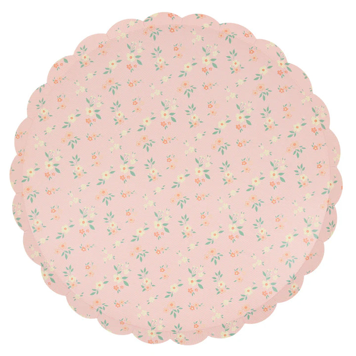 Assorted Colors Ditsy Vintage Scallop Dinner Plates