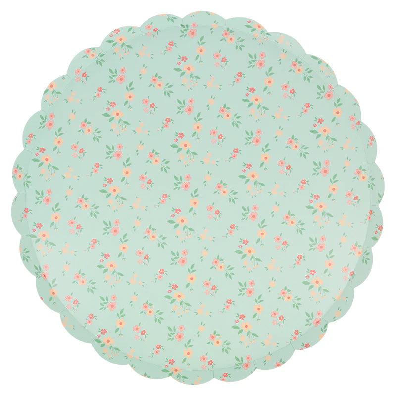 Assorted Colors Ditsy Vintage Scallop Dinner Plates