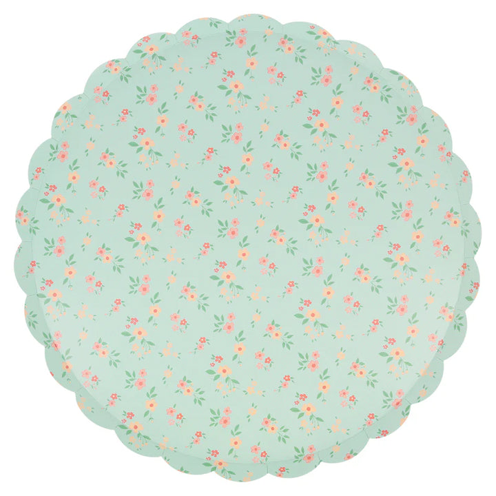 Assorted Colors Ditsy Vintage Scallop Dinner Plates