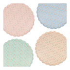 Assorted Colors Ditsy Vintage Scallop Dinner Plates