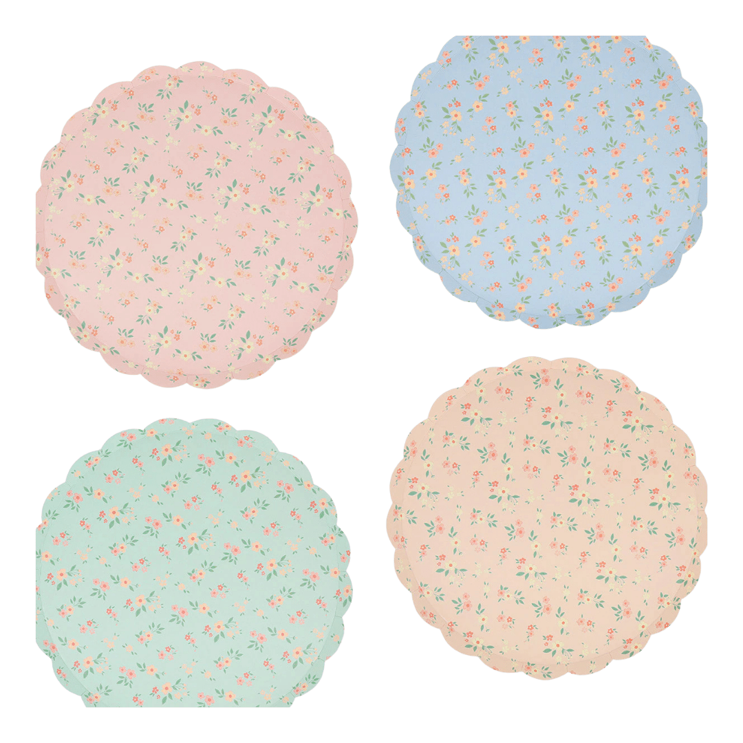Ditsy Vintage Scallop Plates - 2 Sizes