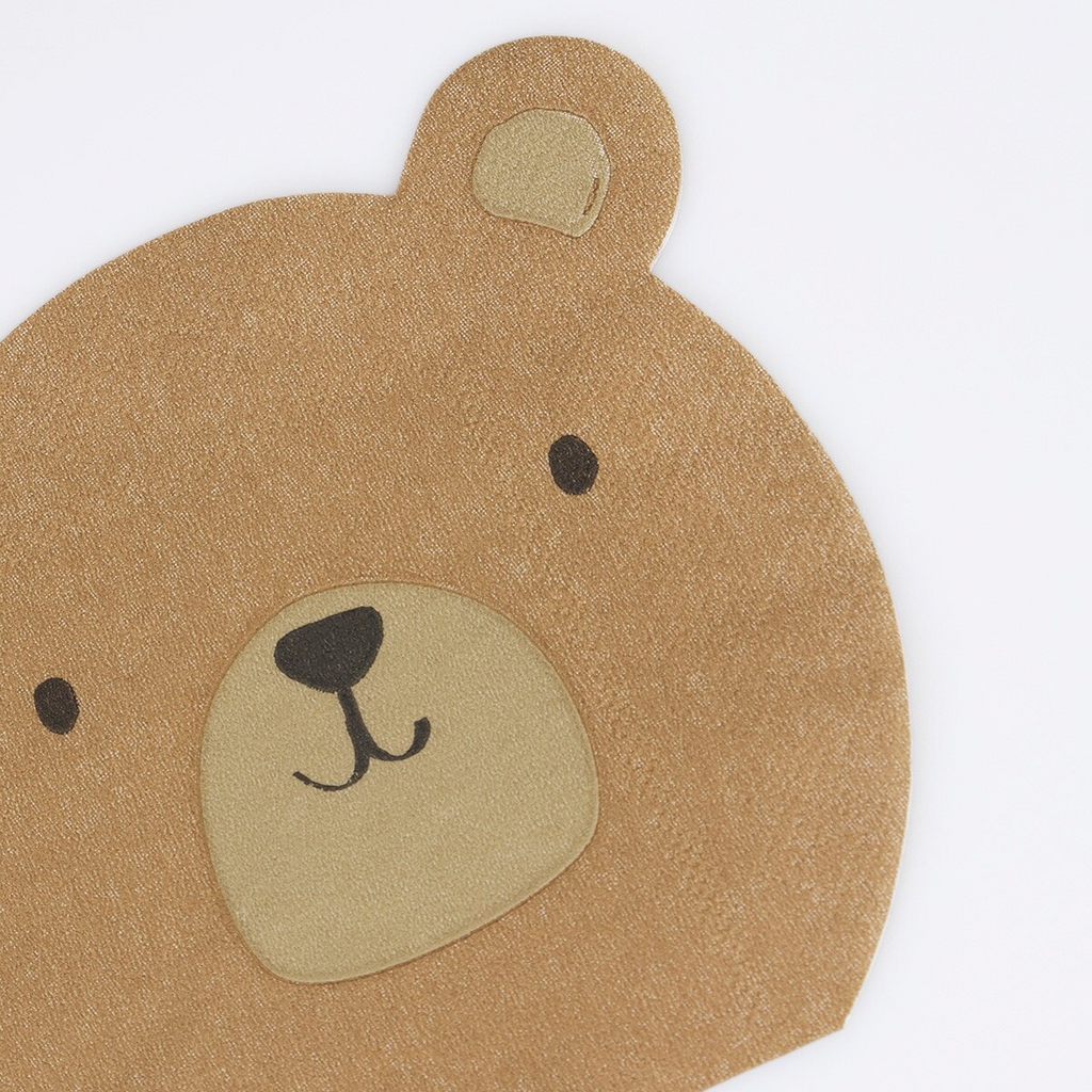 Brown Woodland Bear Cocktail Napkins