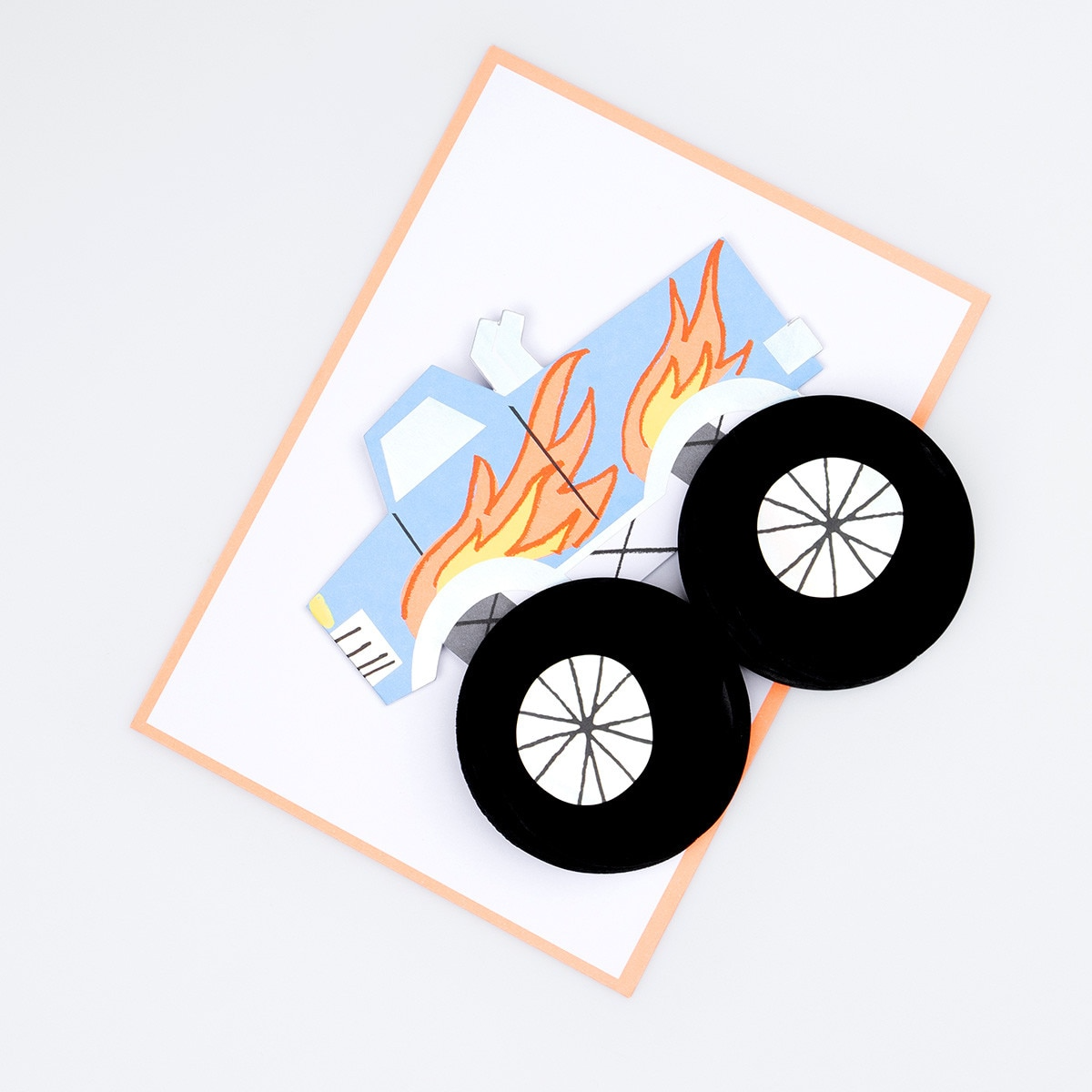 blue and black truck themed napkin with flames for kids birthday from Parte Haus party supply store in Bethesda MD