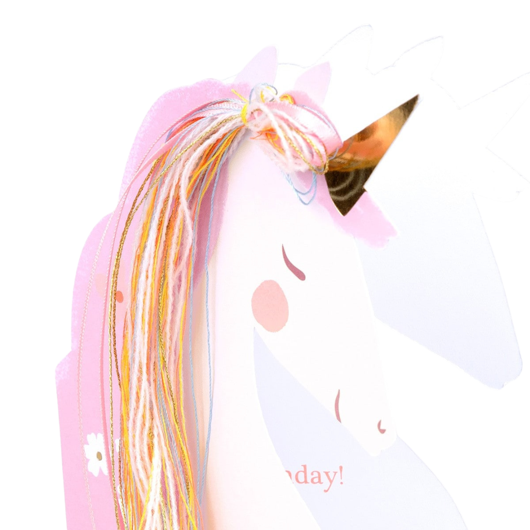 Pink and White Unicorn Birthday Card
