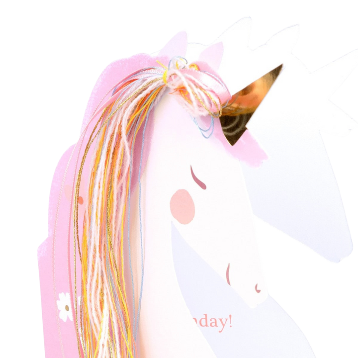 Pink and White Unicorn Birthday Card