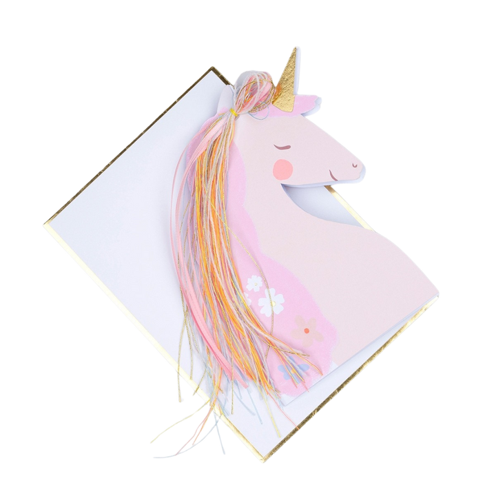 Pink and White Unicorn Birthday Card
