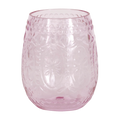 Pink glass tumbler with floral embossed pattern elegant tableware from Parte Haus party supply store in Bethesda MD