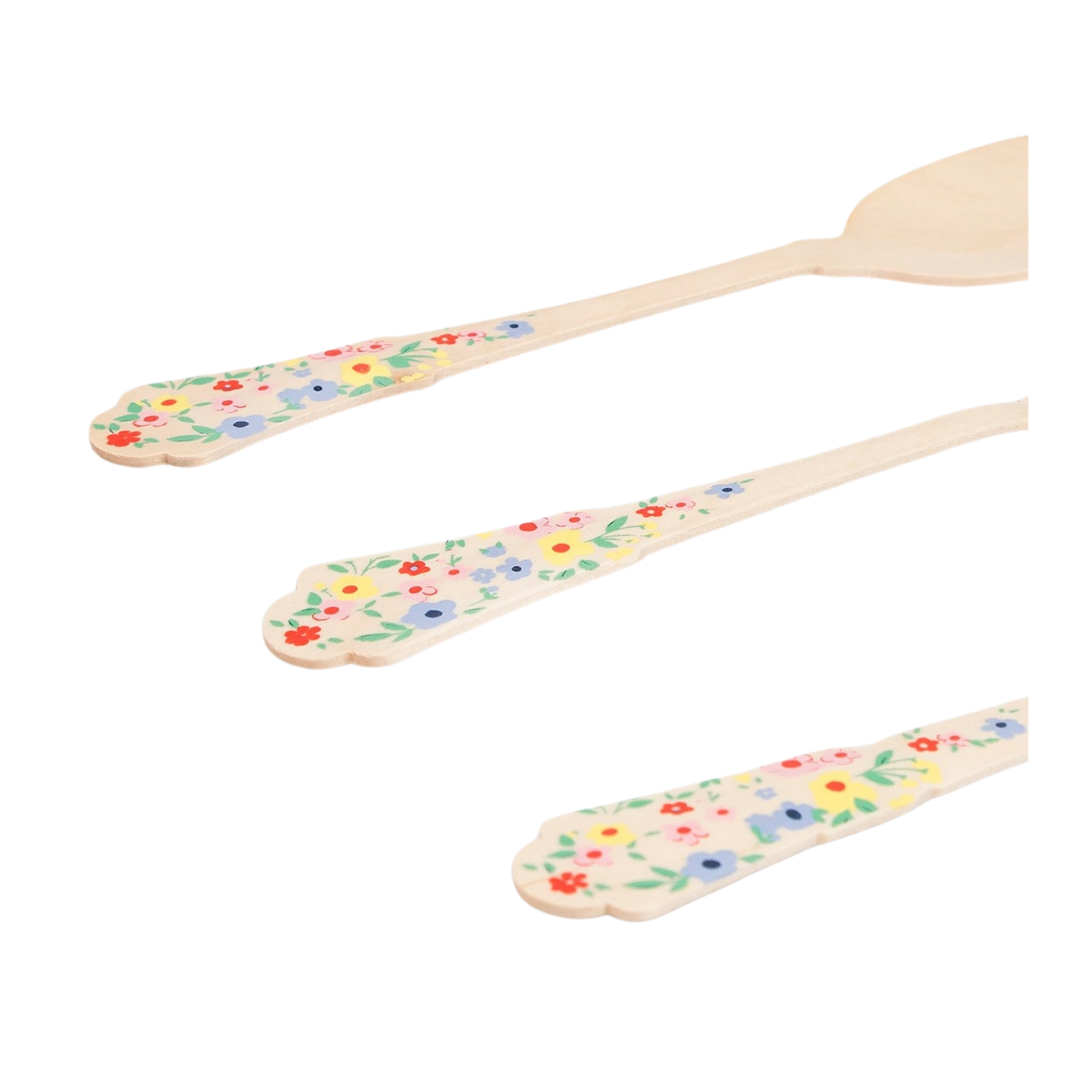 Elegant Floral Wooden Cutlery Set