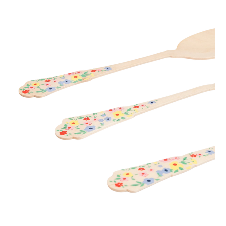 Elegant Floral Wooden Cutlery Set