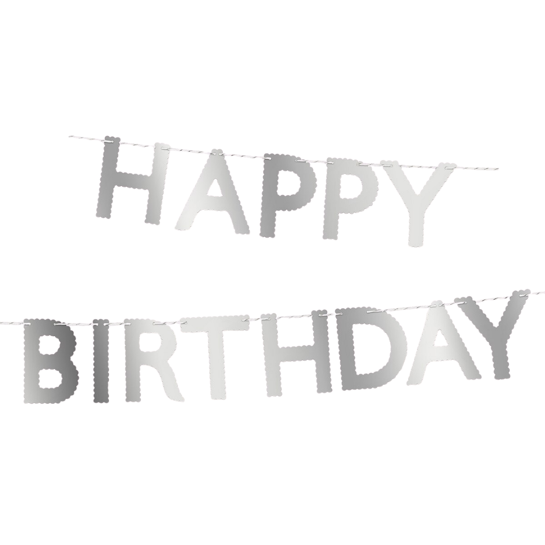 Silver Scallop Happy Birthday Garland