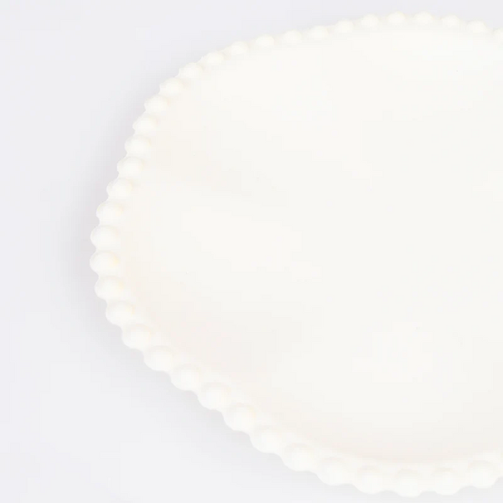 Cream Dot Edged Flower Compostable Plates - 2 Size