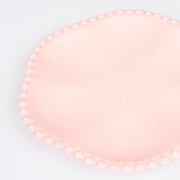 Pink Dot Edged Flower Compostable Dinner Plates 