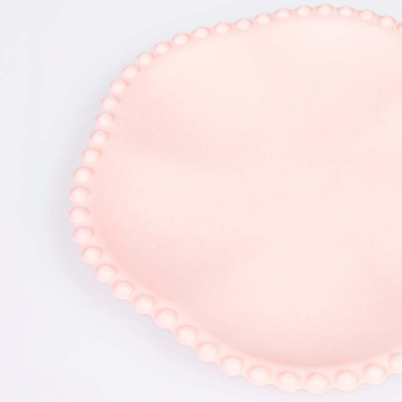 Pink Dot Edged Flower Compostable Appetizer Plates