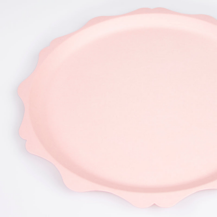 Pink Decorative Edge Compostable Dinner Plates