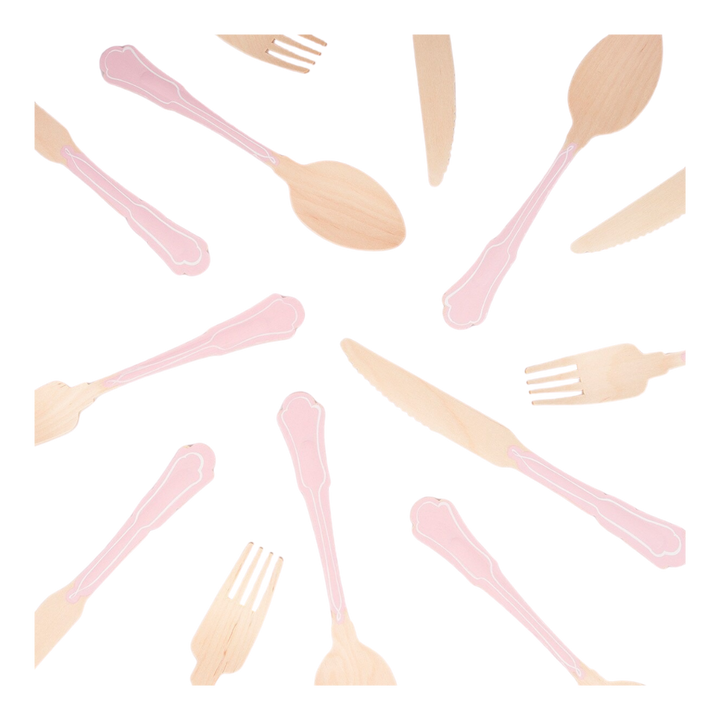 Elegant Pink Wooden Cutlery Set