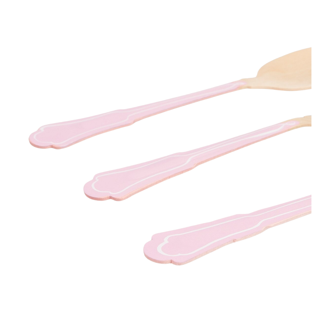 Elegant Pink Wooden Cutlery Set