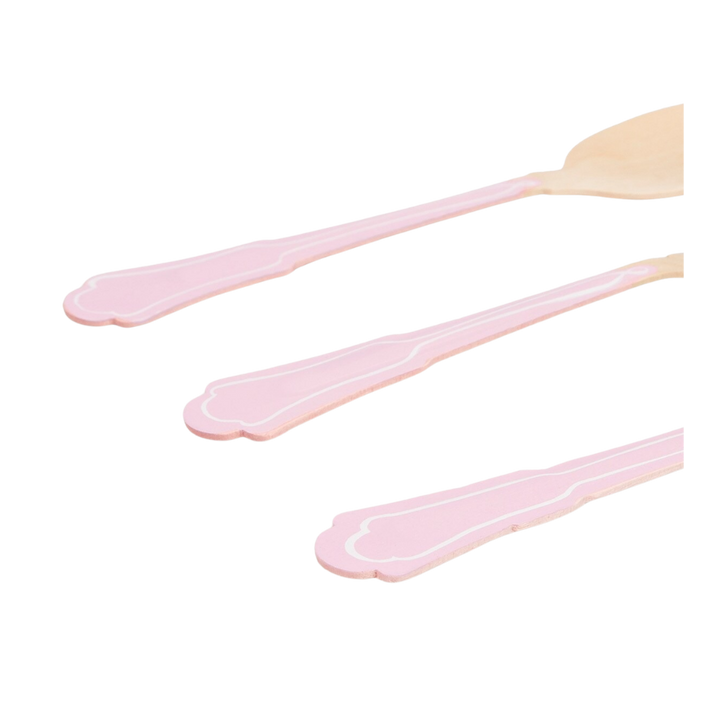 Elegant Pink Wooden Cutlery Set