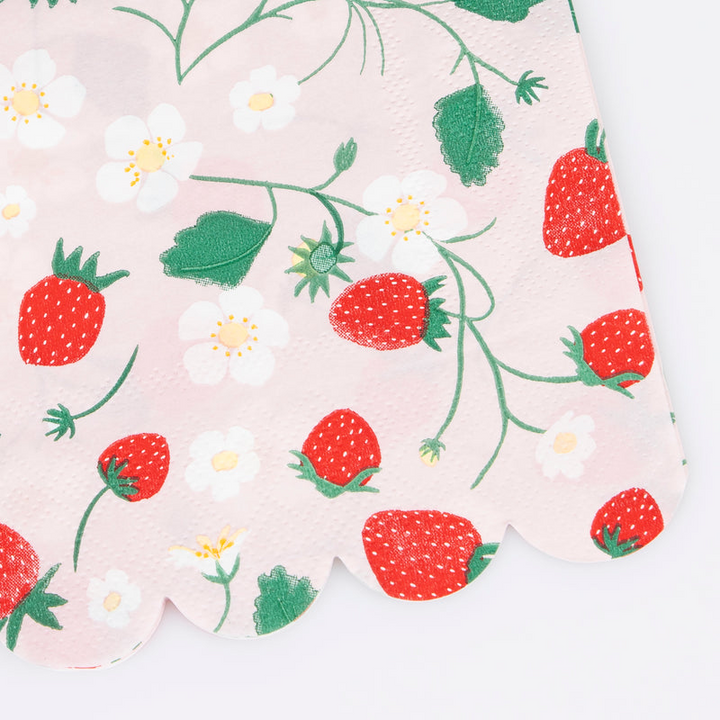 Pink with Strawberry Pattern Guest Napkins