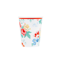 Multicolor floral paper cup with red rim spring party theme from Parte Haus party supply store in Bethesda MD