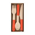 Tomato Red Wooden Cutlery Set - 24pcs