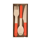 Tomato Red Wooden Cutlery Set - 24pcs