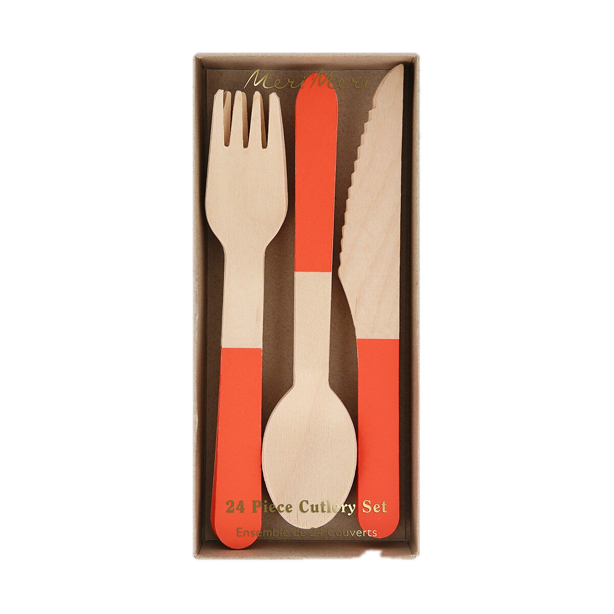 Tomato Red Wooden Cutlery Set - 24pcs