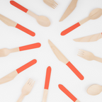 Tomato Red Wooden Cutlery Set - 24pcs