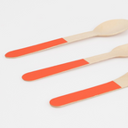 Tomato Red Wooden Cutlery Set - 24pcs