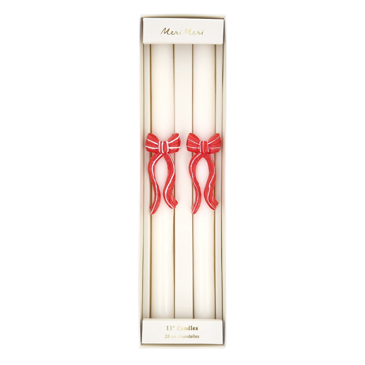 Red Stripy Bow Table Candles