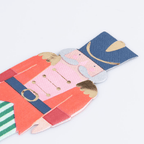 Red and blue nutcracker napkin with gold trim for Christmas from Parte Haus party supply store in Bethesda MD