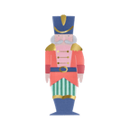 Colorful nutcracker decoration with gold and blue details Christmas theme from Parte Haus party supply store in Bethesda MD