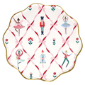 Pink Nutcracker ballet themed scalloped plate with dancers and gold trim from Parte Haus party supply store in Bethesda MD