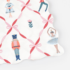 White Nutcracker napkin with pink bows and ballet dancers Christmas theme from Parte Haus party supply store in Bethesda MD.