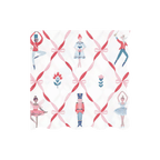 Pink Nutcracker napkin with ballet dancers and festive bows holiday theme from Parte Haus party supply store in Bethesda Maryland