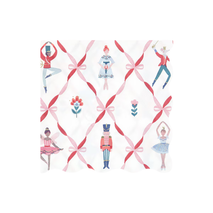 Pink and Red Bow Nutcracker Ballet Dinner Napkins