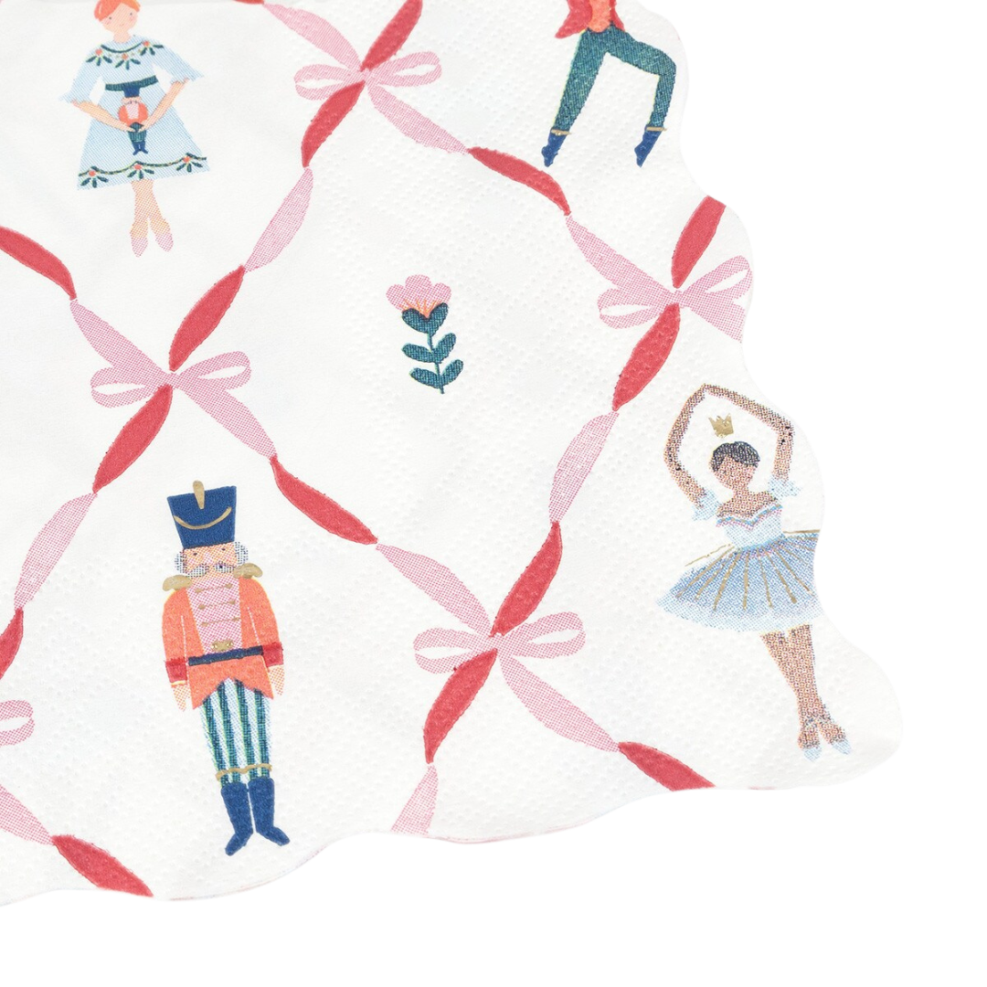 Pink and Red Bow Nutcracker Ballet Dinner Napkins